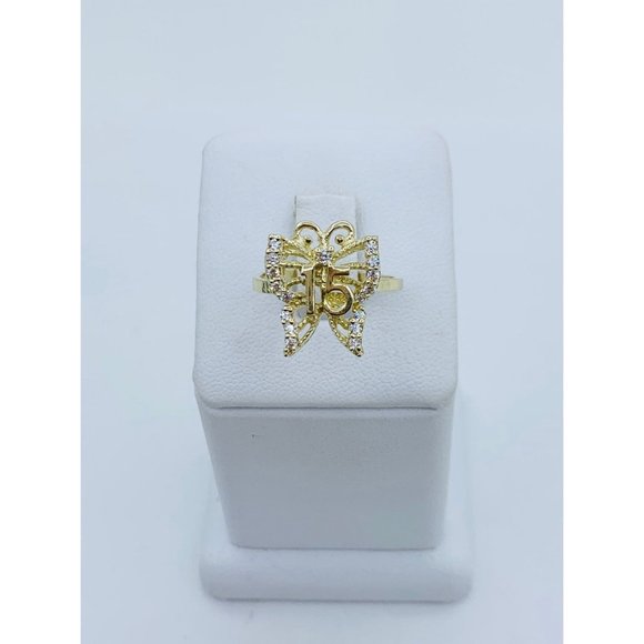 10k solid gold ring sweet 15 butterfly size 7
